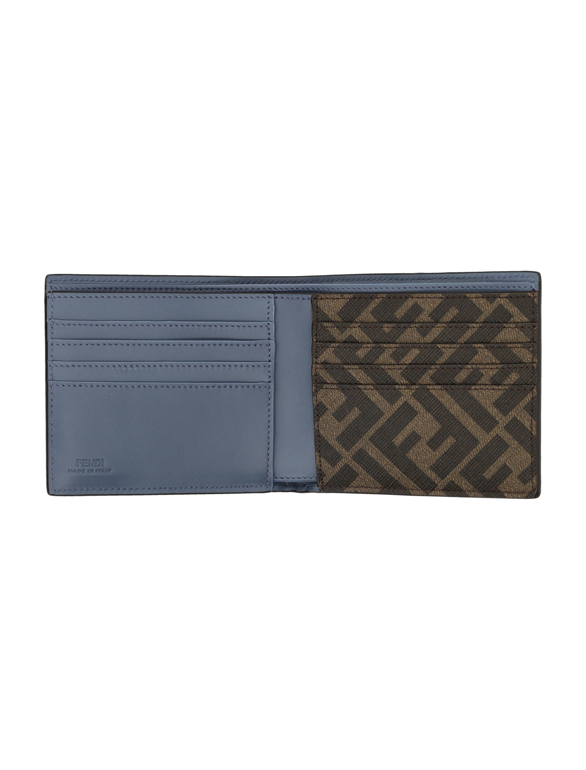 FENDI Men's Leather and Canvas Compact Bi-Fold Mini Wallet - Banlieue91 -