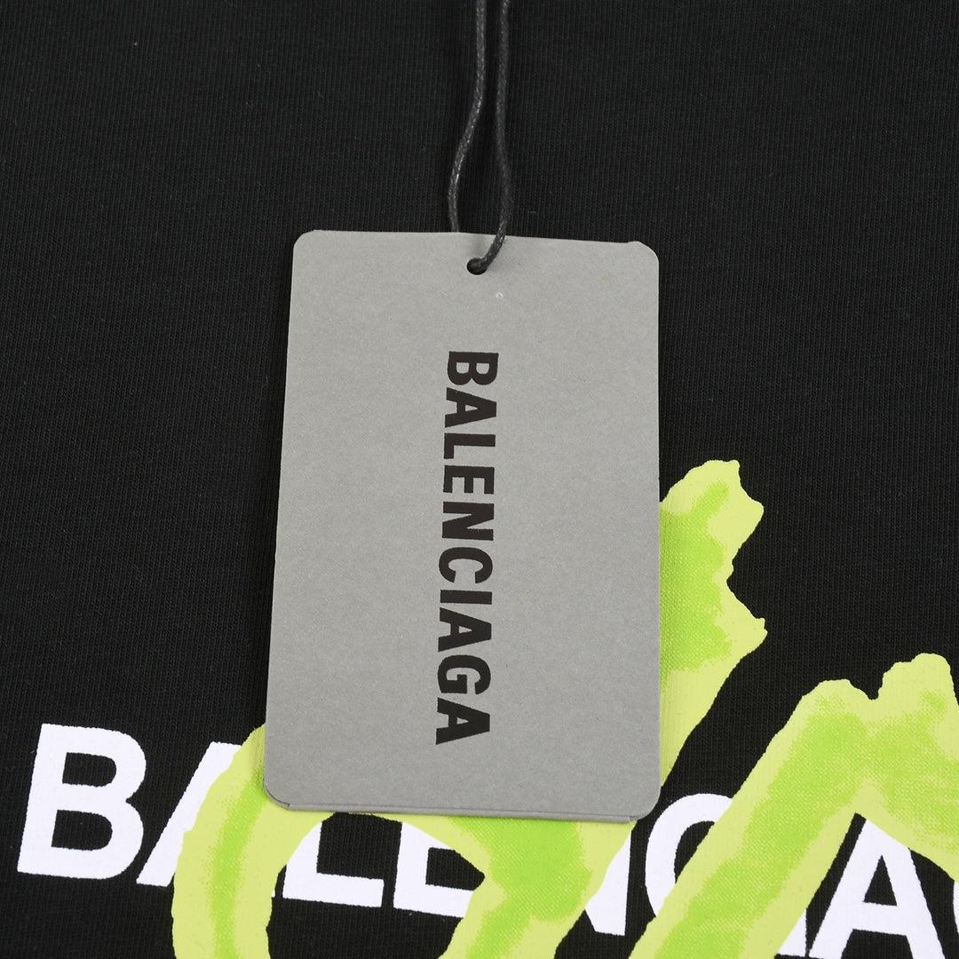 Balenciaga Black & Green T-Shirt Without Collar - Banlieue91