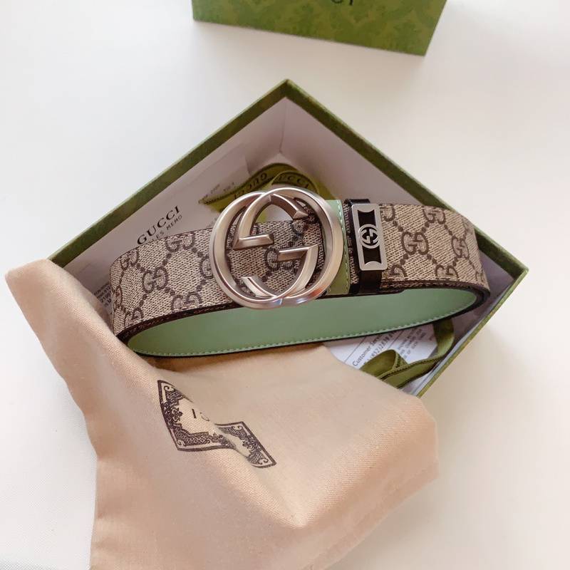 GUCCI Embellished coated-canvas and leather belt 'Beige' - Banlieue91