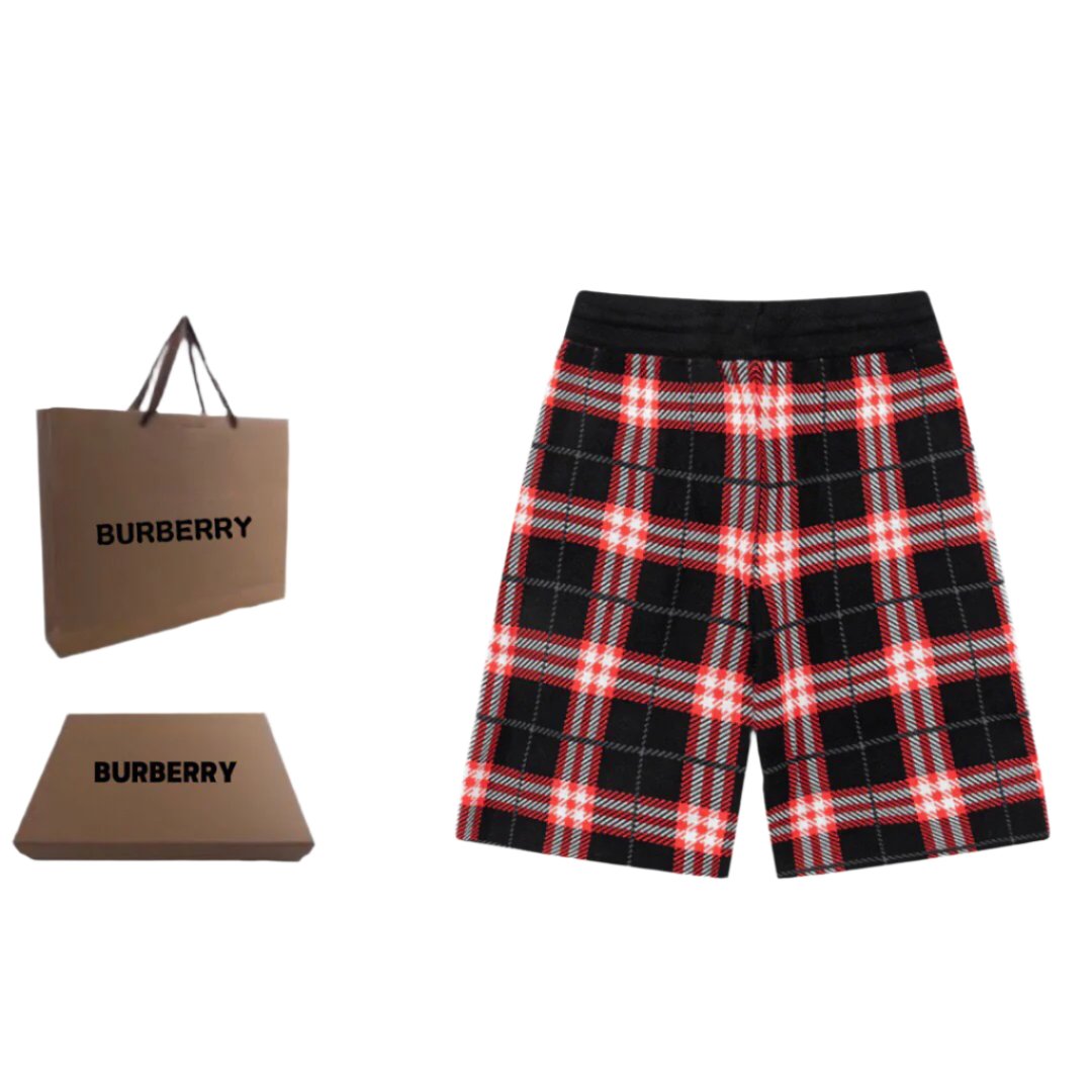 Burberry Men's Striped Cotton Knit Basketball Shorts 'Black/Red'