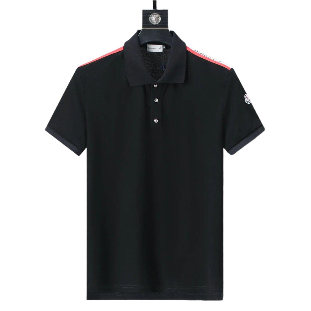 Moncler Black T-Shirt with Collar - Banlieue91