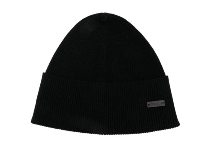 SAINT LAURENT Luxury Cashmere Ribbed Knit Hat with Logo Patch for Men - Banlieue91 -