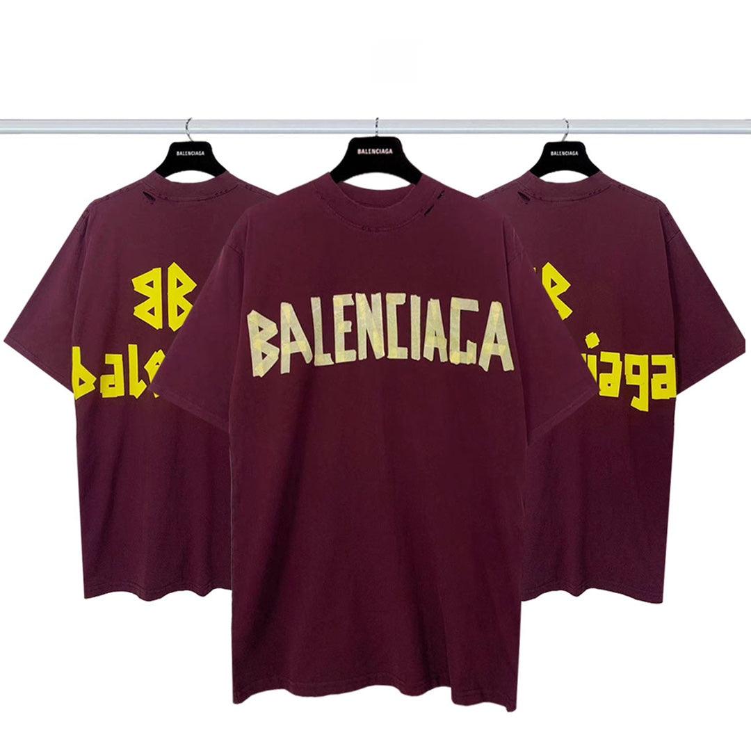 Balenciaga Dark Red T-Shirt Without Collar - Banlieue91