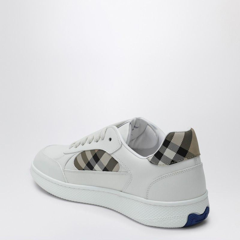 BURBERRY Terrace Sneaker in Leather with Check Fabric Insert - Banlieue91 -