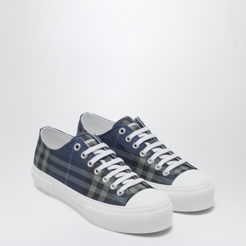 BURBERRY Stylish Cotton Sneakers with Blue Check Pattern for Men - Banlieue91 -