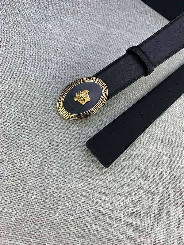 Versace Black Leather Vitello Belt Gold Medallion Buckle - Banlieue91