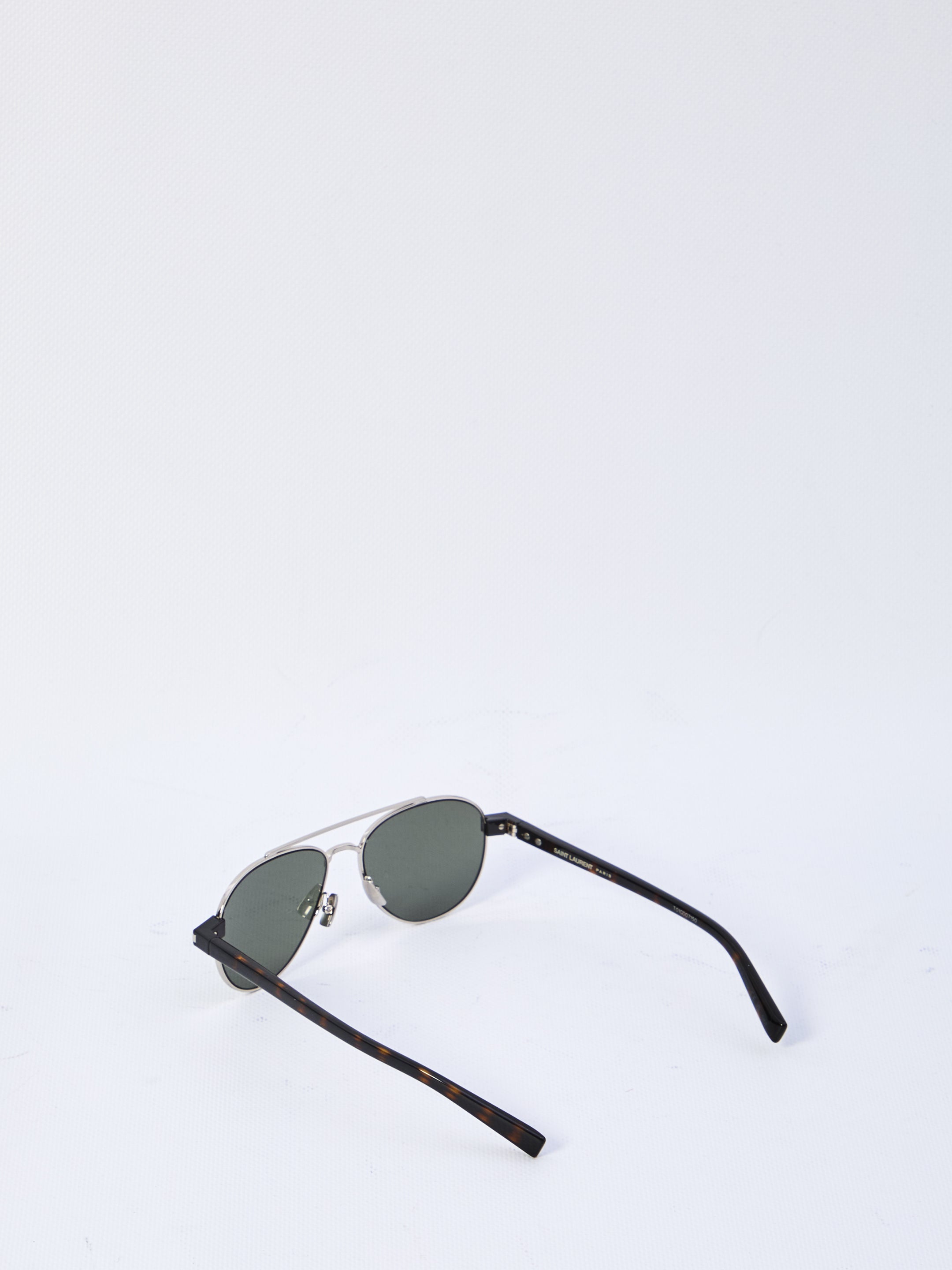SAINT LAURENT Geometric Frame Sunglasses with Green Lenses - Banlieue91 -