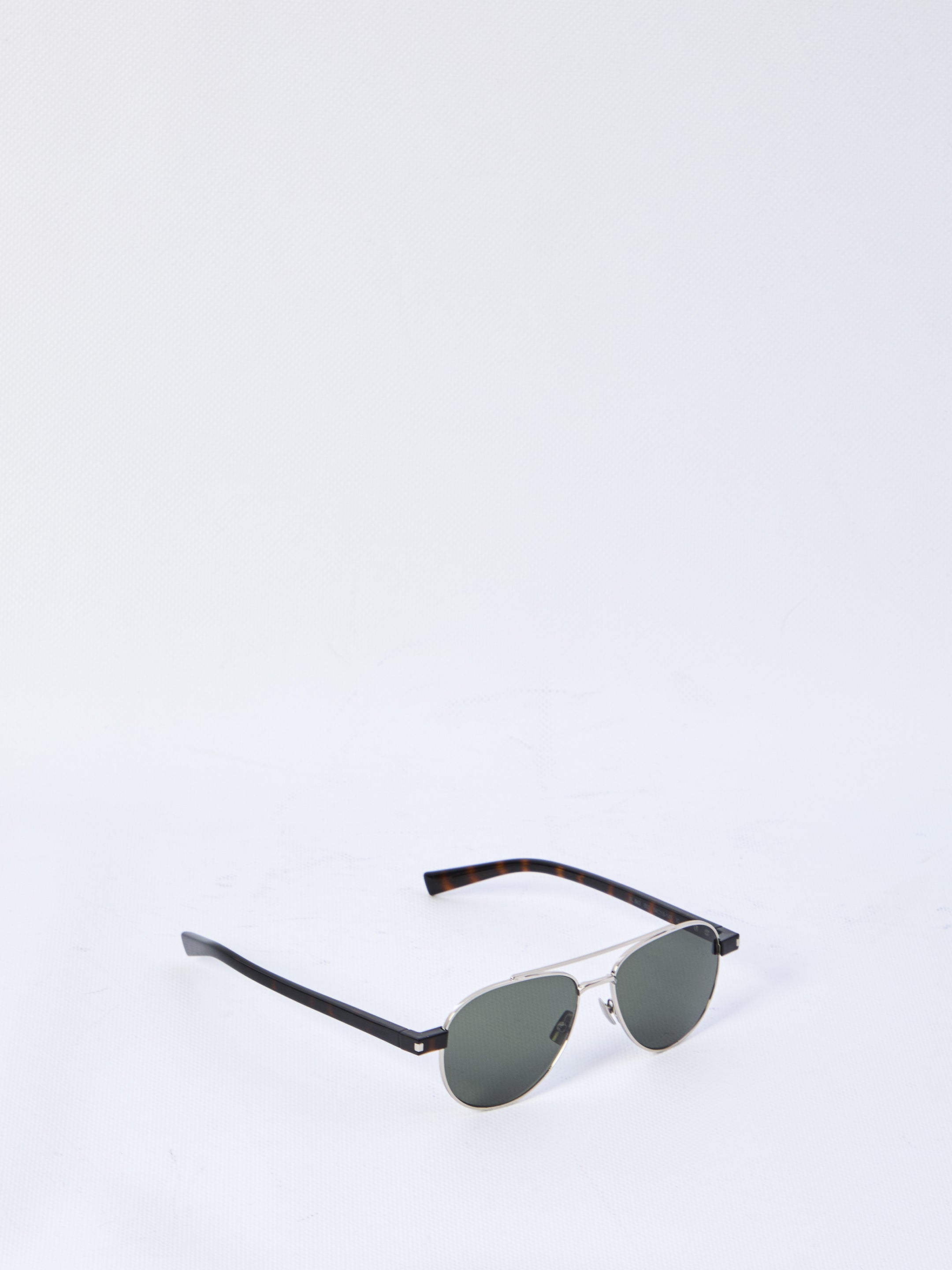 SAINT LAURENT Geometric Frame Sunglasses with Green Lenses - Banlieue91 -