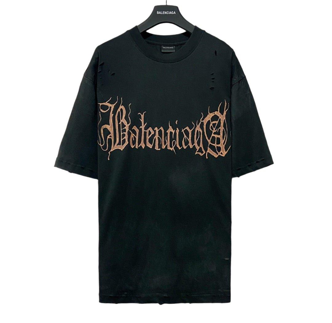 Balenciaga Faded Black T-Shirt Without Collar - Banlieue91