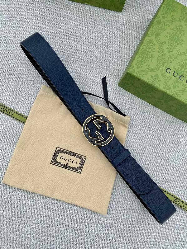 GUCCI Embellished coated-canvas and leather belt 'Blue' - Banlieue91