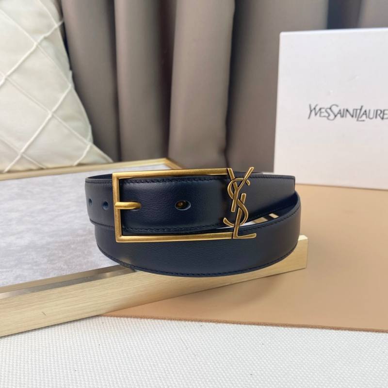 Saint Laurent Classic Monogram Square Buckle Belt Embossed Leather - Banlieue91