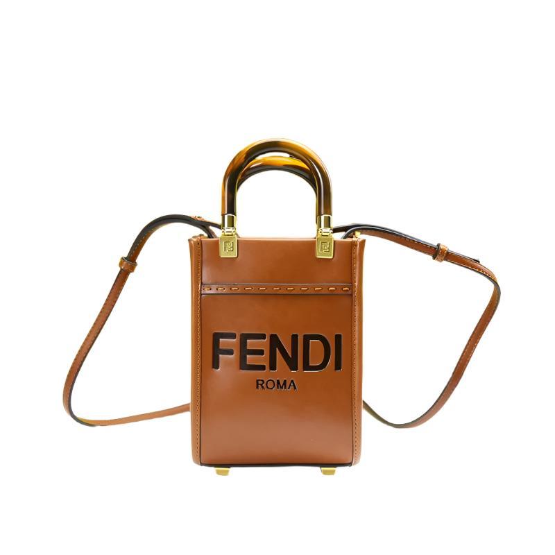 Fendi Vitello King Plexiglass Logo Embossed Mini Fendi Sunshine Shopper Tote - Banlieue91