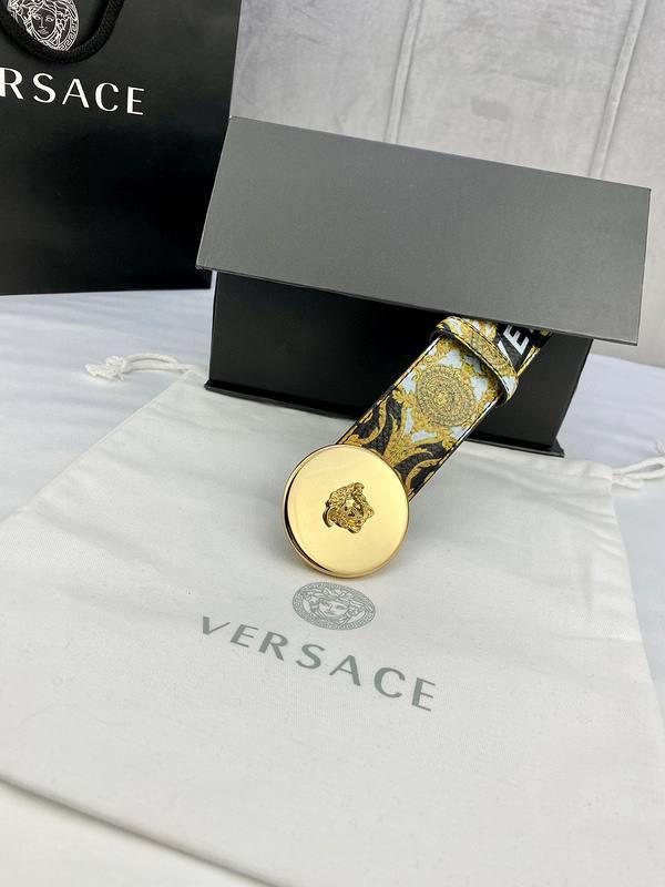 Versace MEDUSA BIGGIE ENAMEL LEATHER BELT - Banlieue91