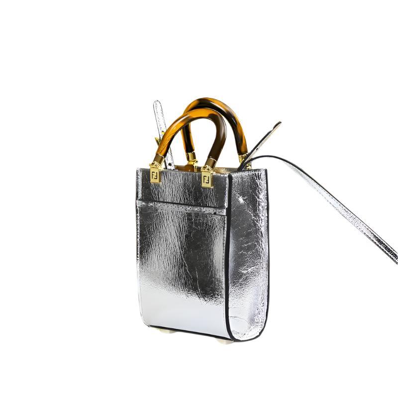 Fendi Vitello King Plexiglass Logo Embossed Mini Fendi Sunshine Shopper Tote - Banlieue91