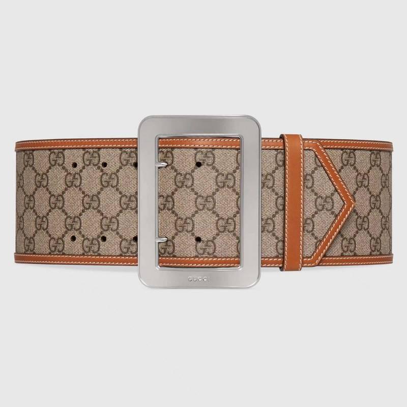 GUCCI Embellished coated-canvas and leather Women belt 'Beige' - Banlieue91