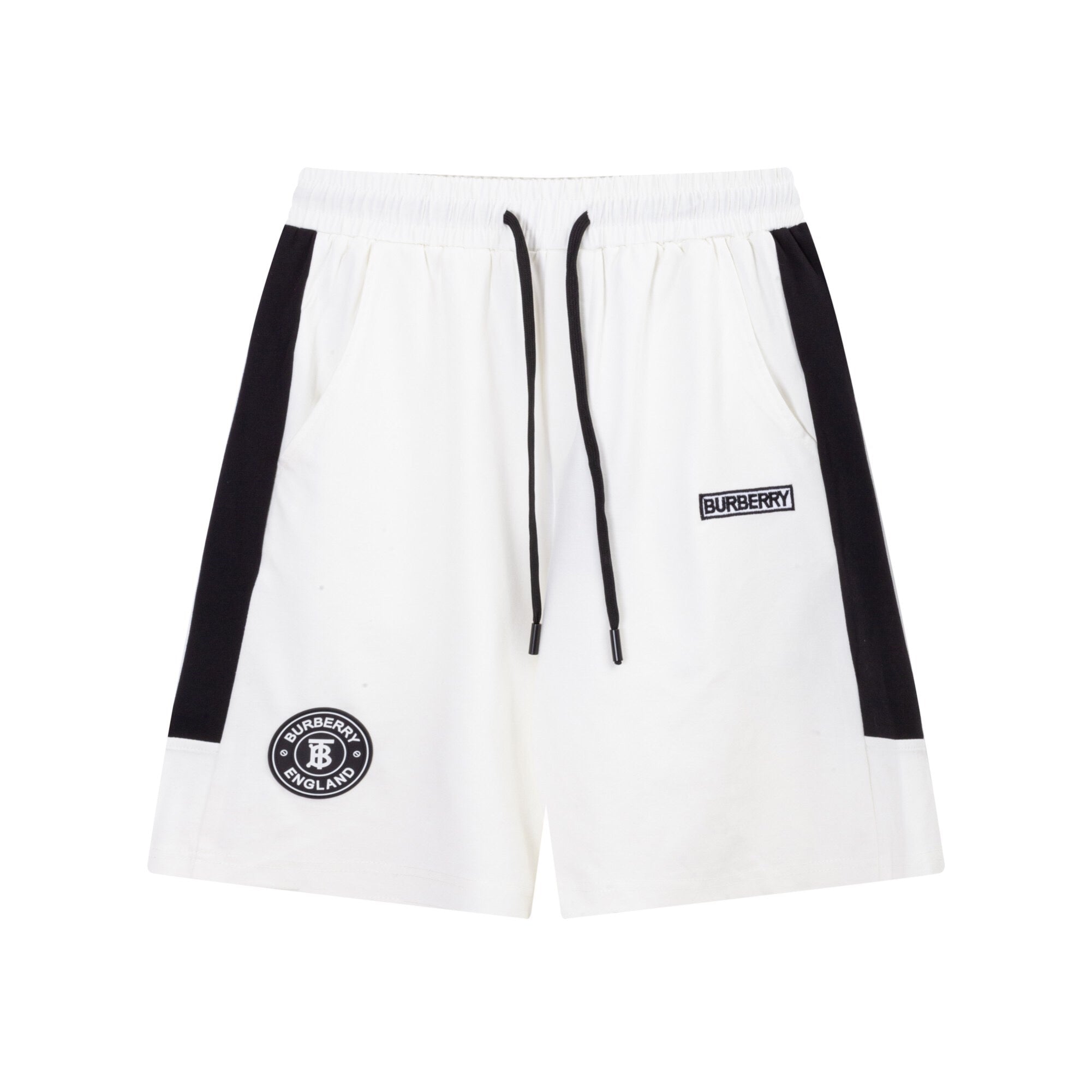 Burberry Men's Striped Cotton Knit Basketball Shorts 'White/Black'