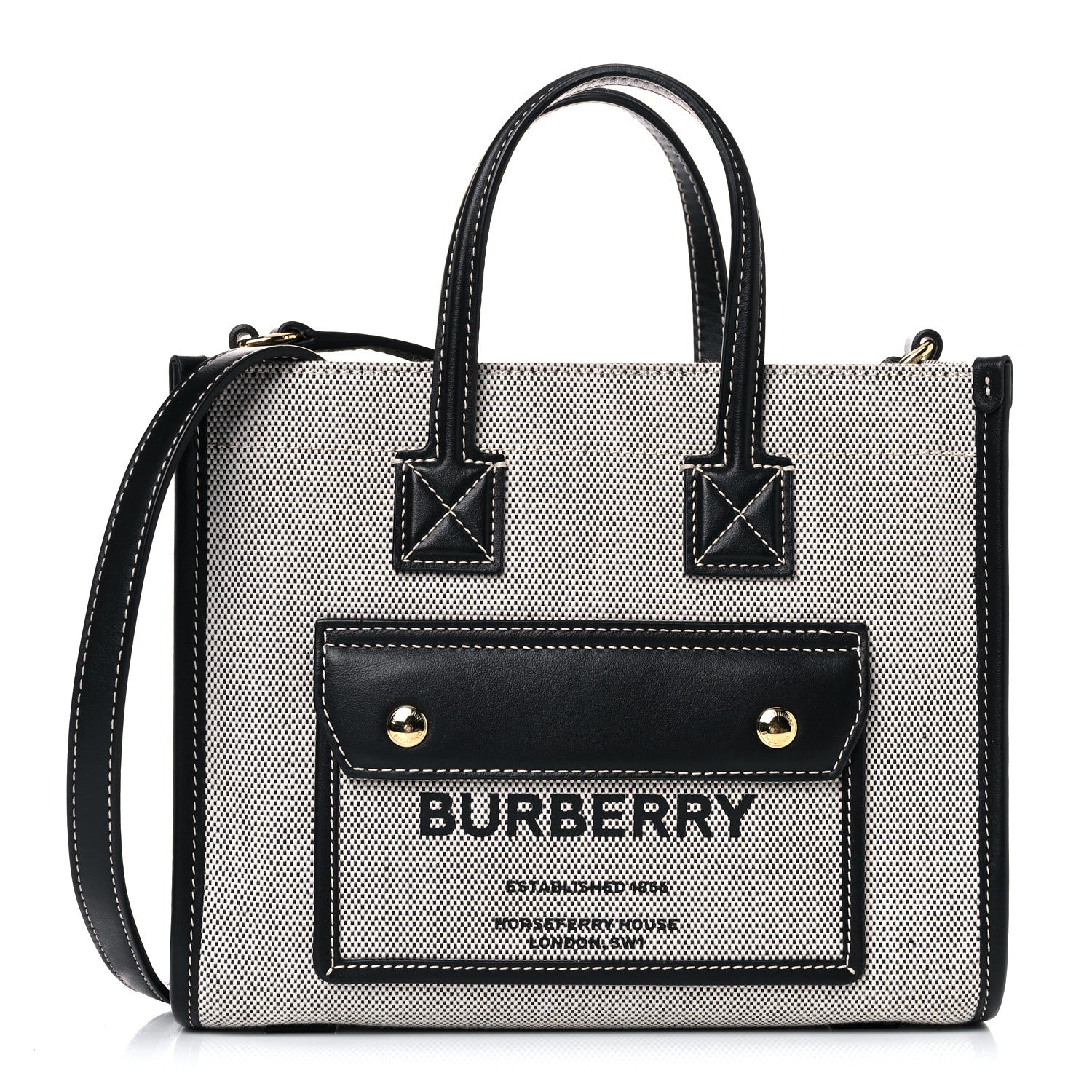 Burberry Canvas Smooth Calfskin Mini Two Tone Freya Tote - Banlieue91