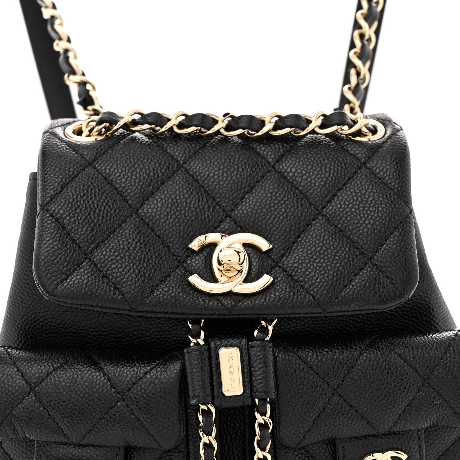 Chanel Shiny Caviar Quilted Small Duma Pockets Drawstring Backpack - Banlieue91