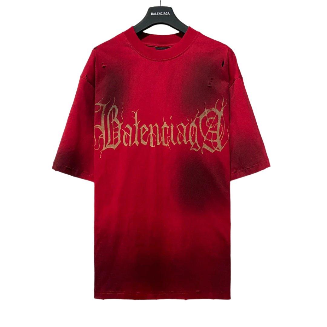 Balenciaga Red T-Shirt Without Collar - Banlieue91