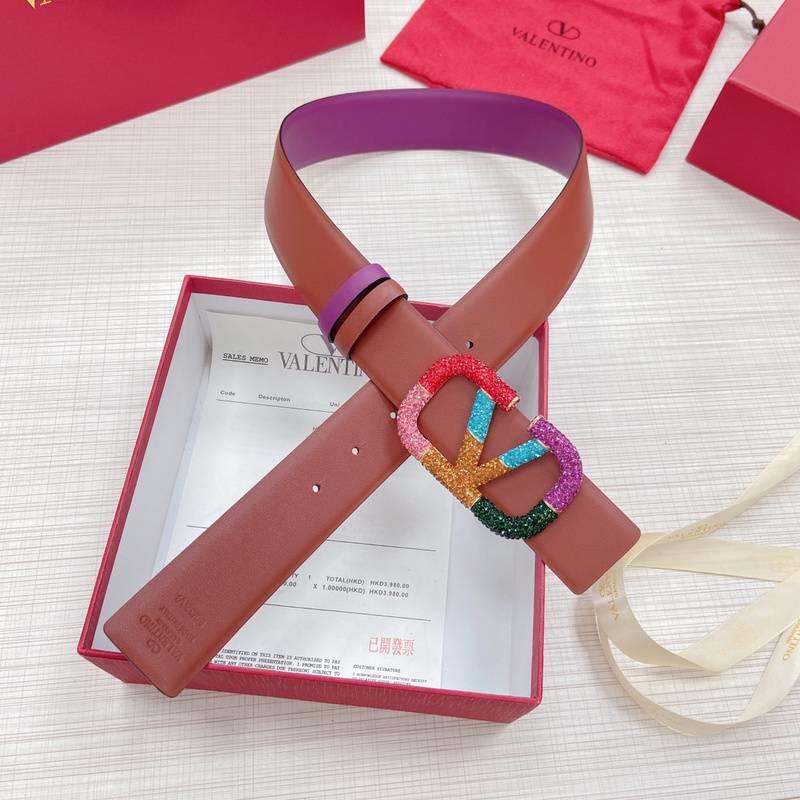 VALENTINO GARAVANI V logo Rainbow Reversible Leather Belt 'Brown/Purple' - Banlieue91