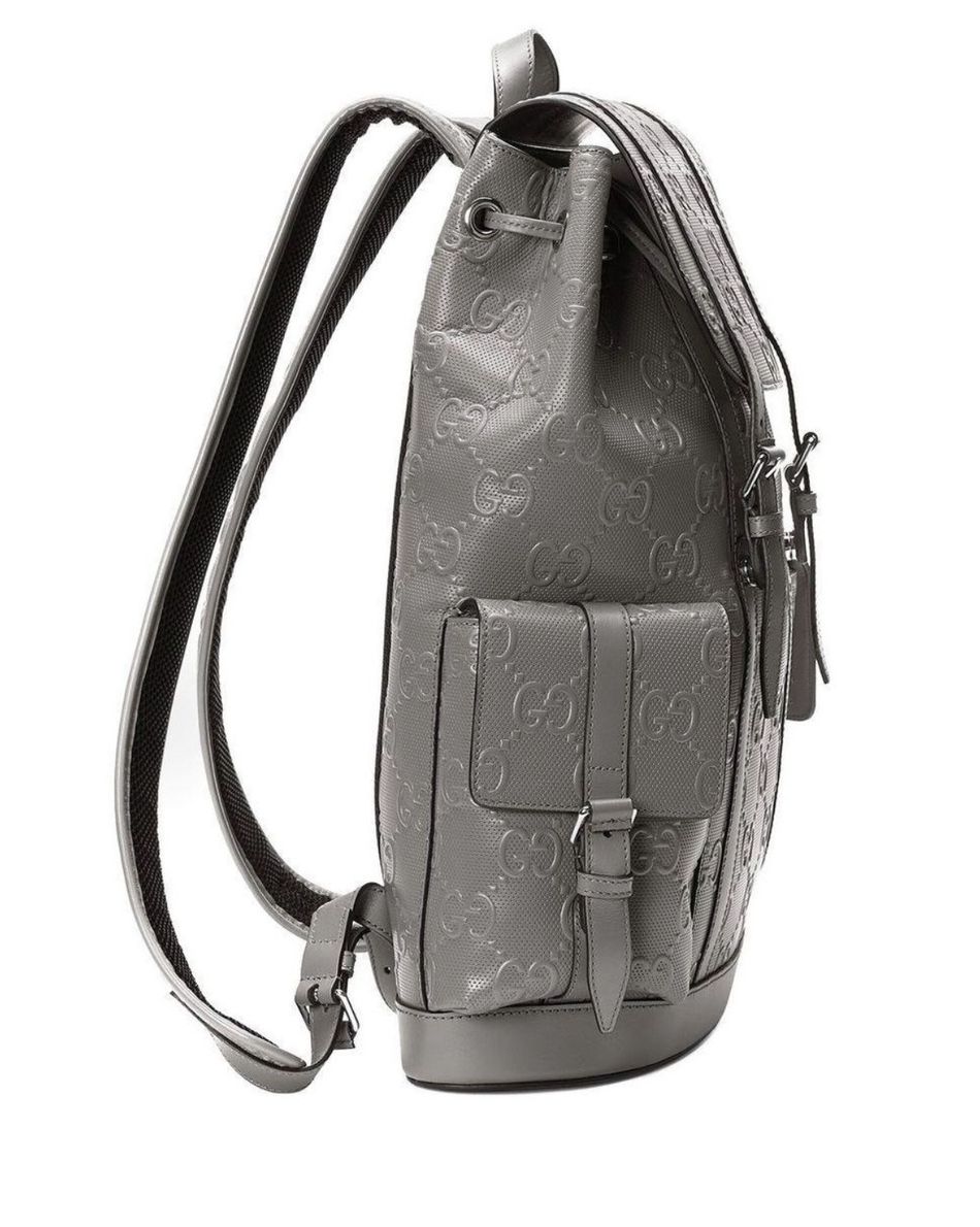 Gucci Calfskin GG Tennis Embossed Double Buckle Backpack