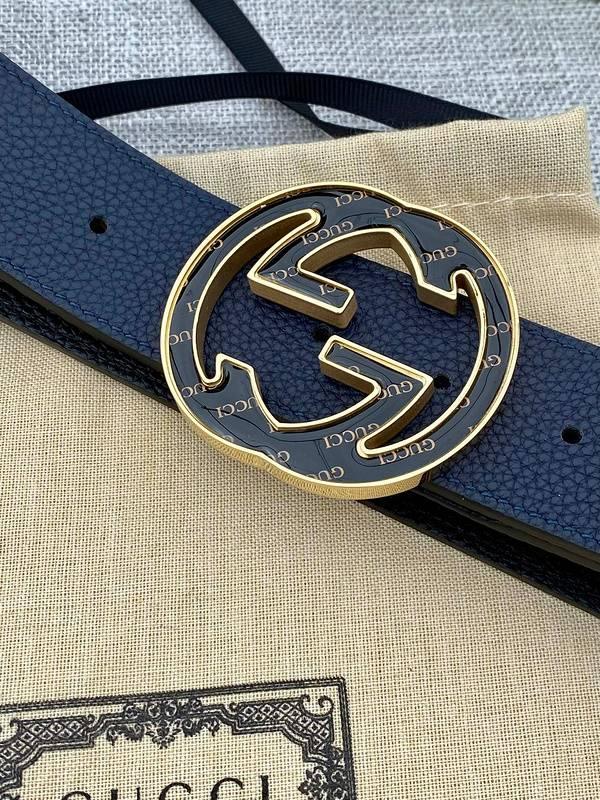 GUCCI Embellished coated-canvas and leather belt 'Blue' - Banlieue91