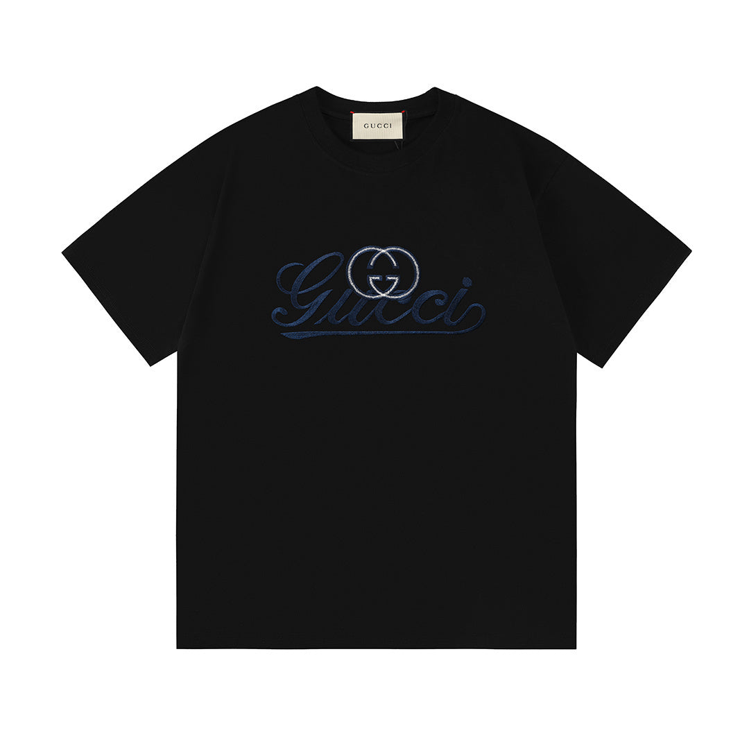 Gucci T-Shirt Without Collar 'Black' displayed on a mannequin showing its sleek design and iconic logo.