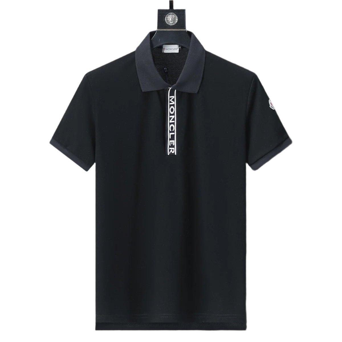 Moncler Black T-Shirt with Collar - Banlieue91