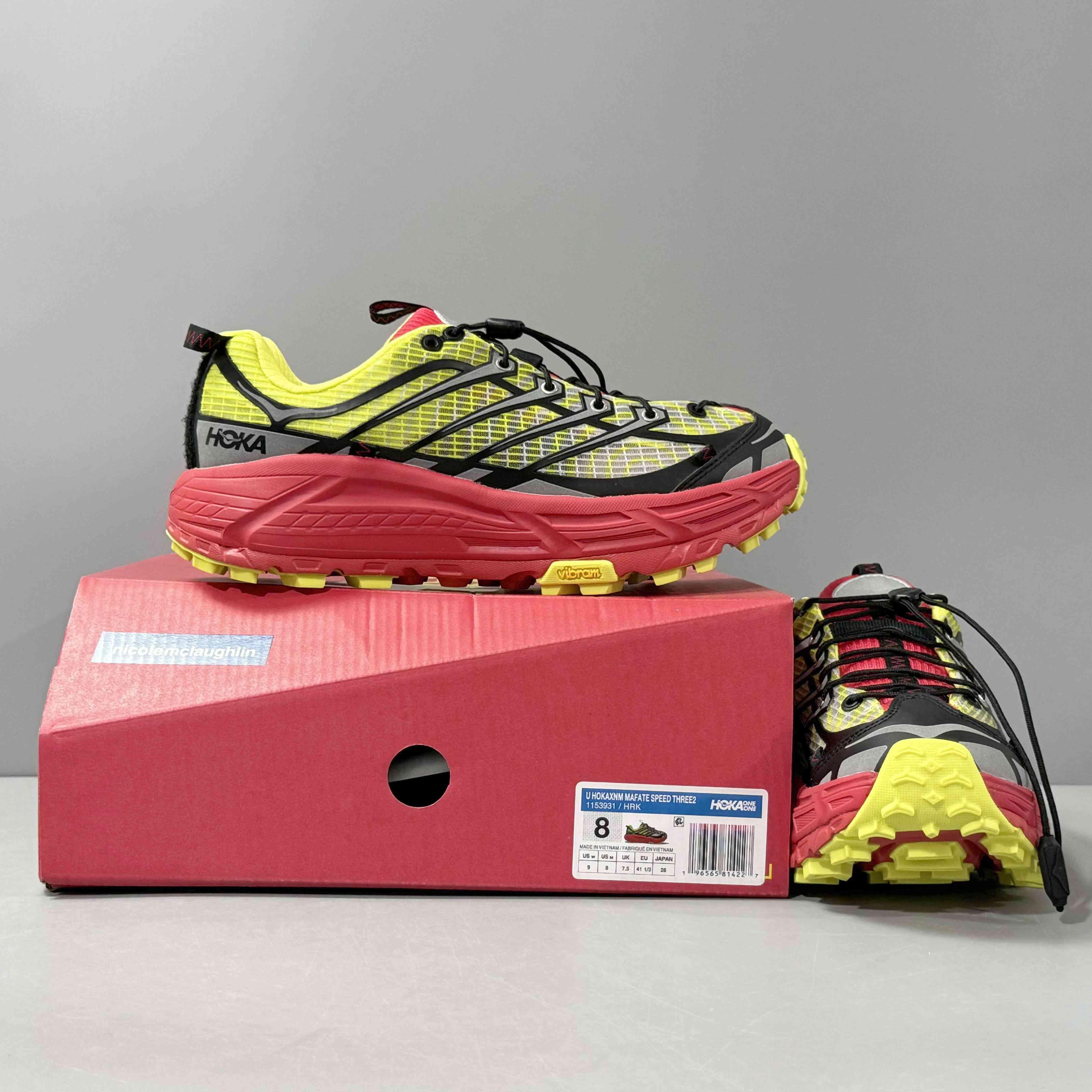 Nicole McLaughlin × Hoka Mafate Three 2 "Red/Neon Green - Banlieue91