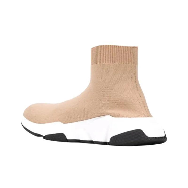 Balenciaga Speed Graffiti Sneakers 'Beige Knit With White And Black Graffiti Sole Unit' - Banlieue91 -