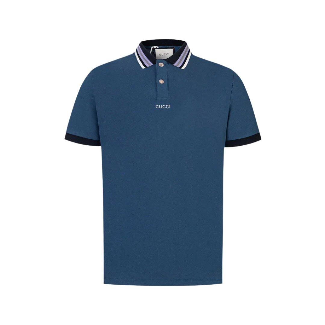 Gucci Navy Blue T-shirt with a collar - Banlieue91