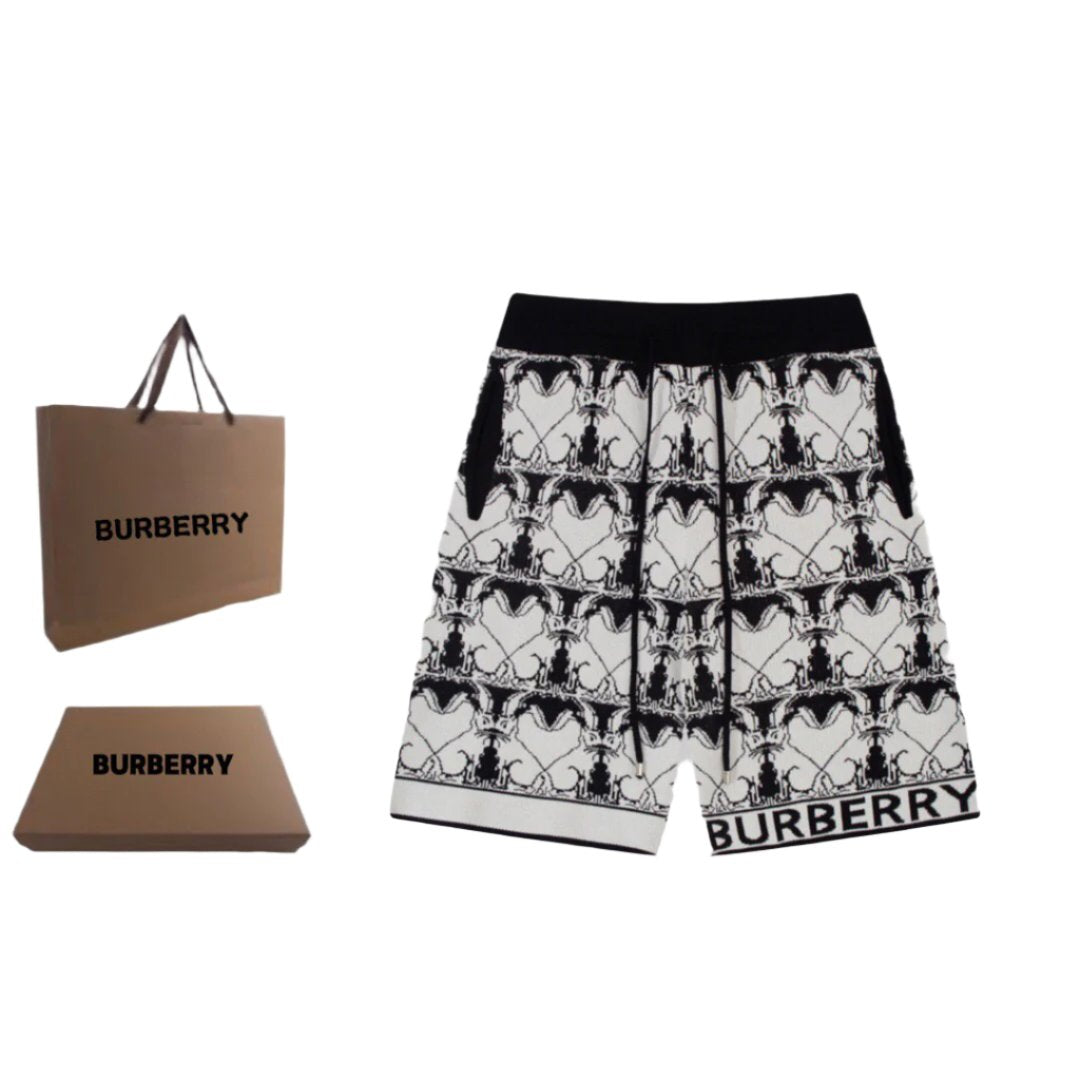 Burberry Men's Striped Cotton Knit Basketball Shorts 'Black/White'