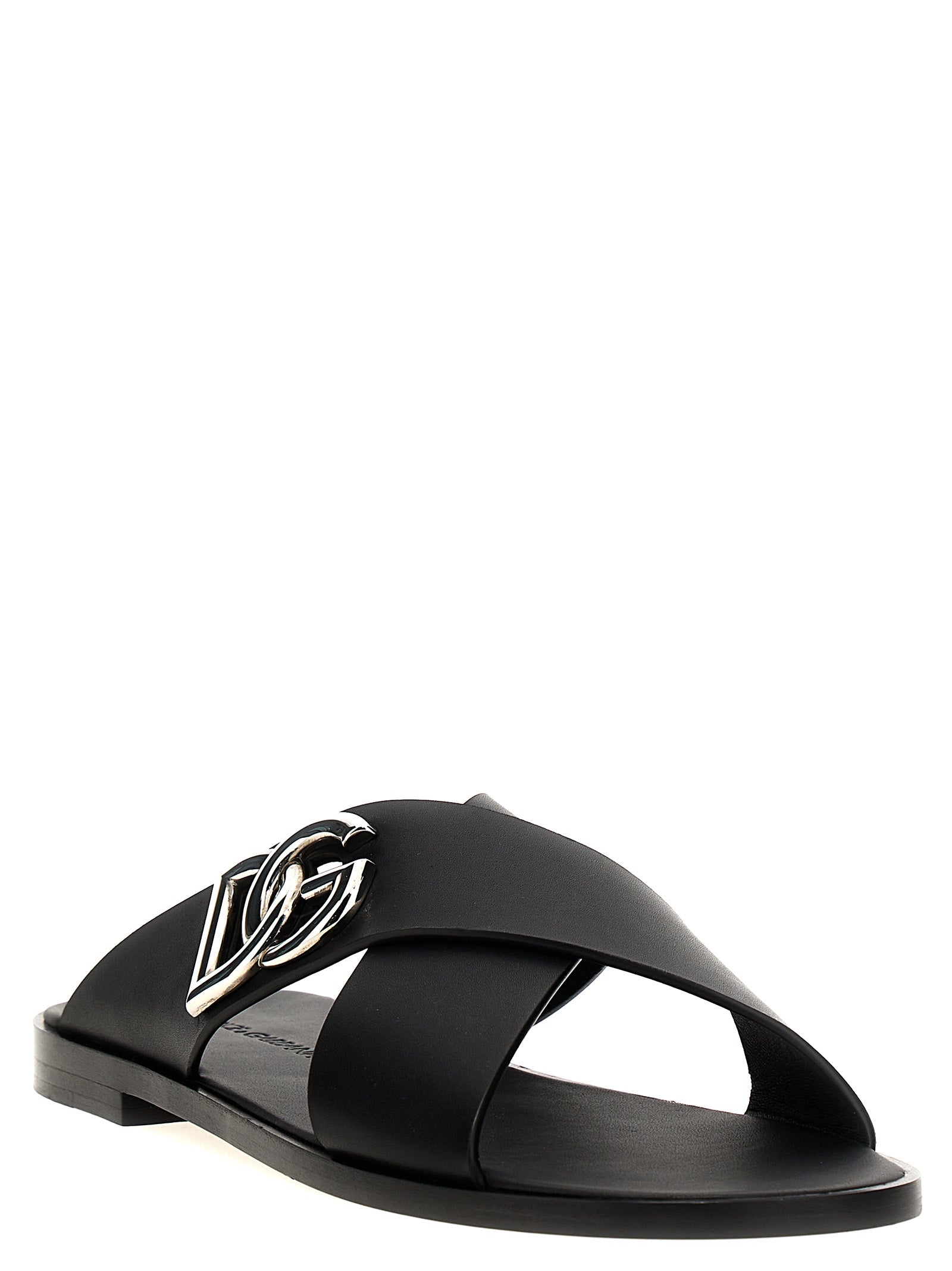 Dolce & Gabbana Logo Leather Sandals - Banlieue91 -