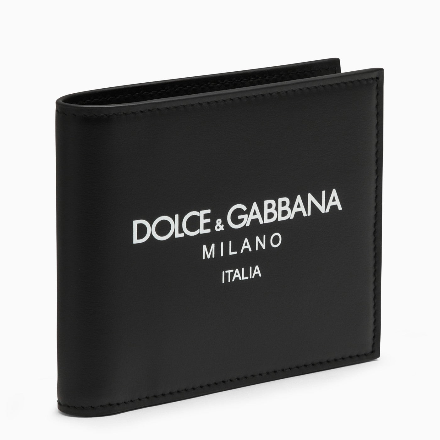 Dolce&Gabbana Black Leather Bi Fold Wallet With Logo - Banlieue91 -