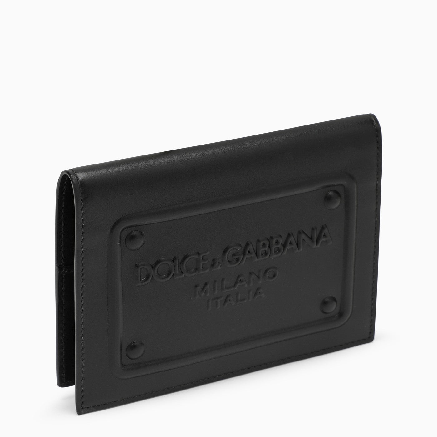 Dolce&Gabbana Black Leather Passport Holder With Logoed Plaque - Banlieue91 -