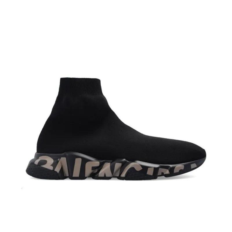 Balenciaga Speed Graffiti Trainers Black Dark Beige - Banlieue91