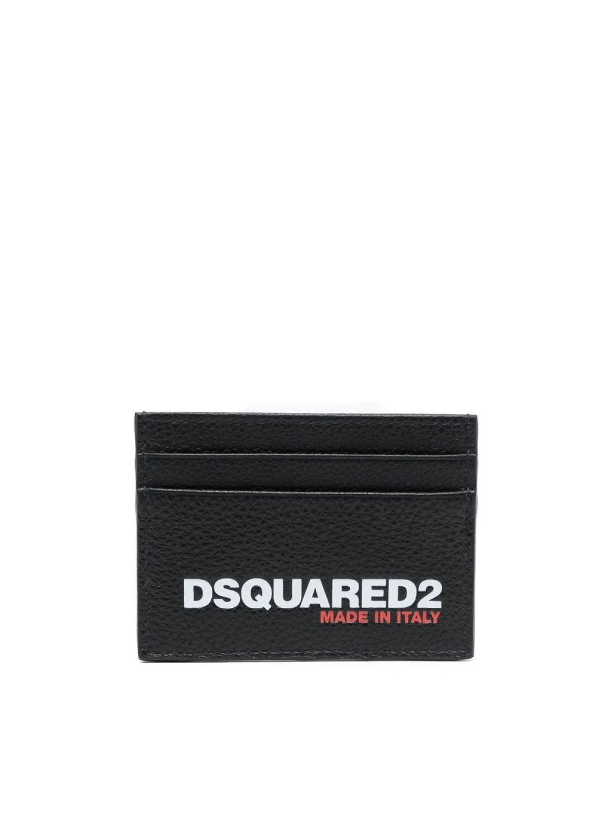 DSQUARED2 Tumbled Leather Mini Logo Cardholder - 10x7.5 CM - Banlieue91 -