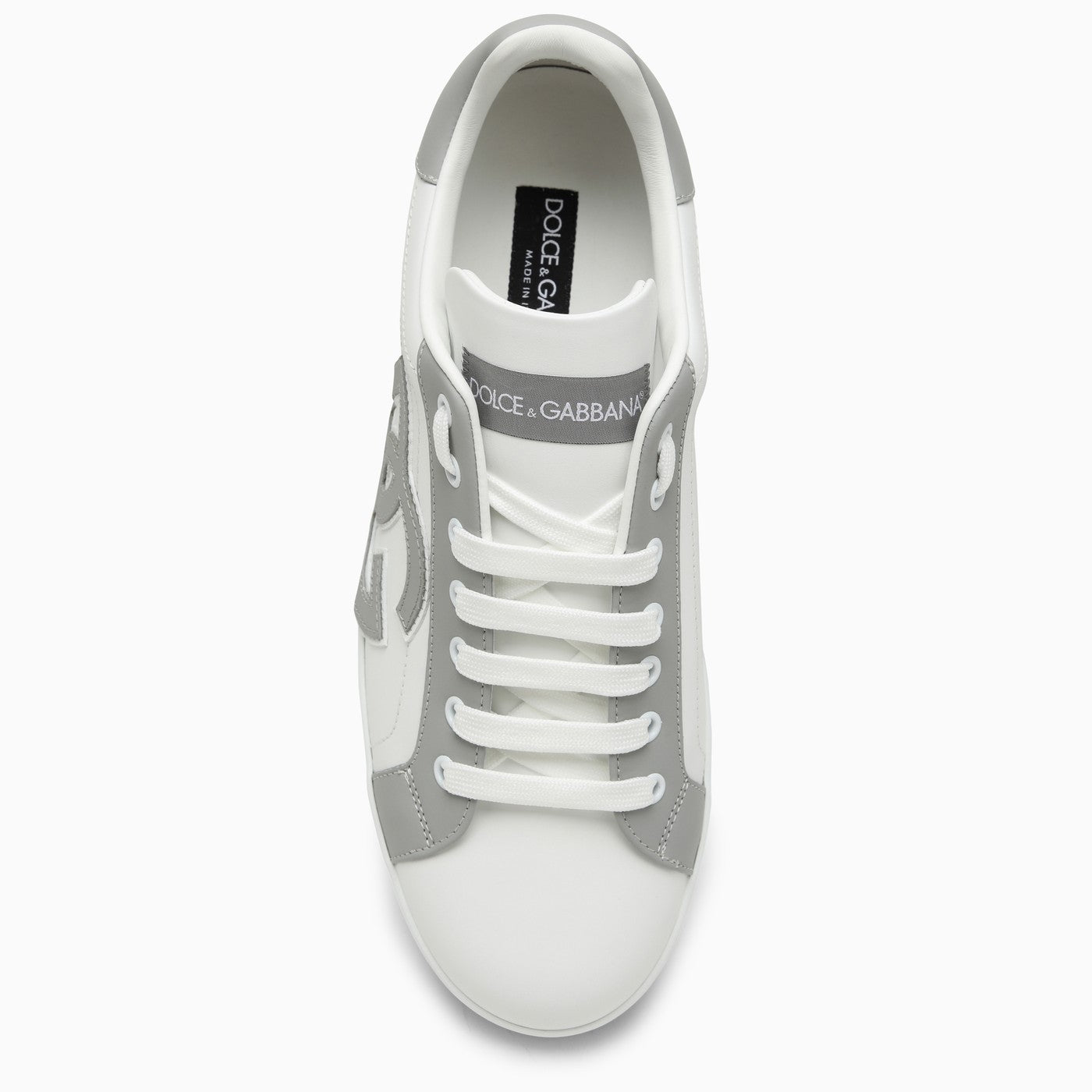 Dolce&Gabbana Portofino White/Grey Leather Trainer - Banlieue91 -