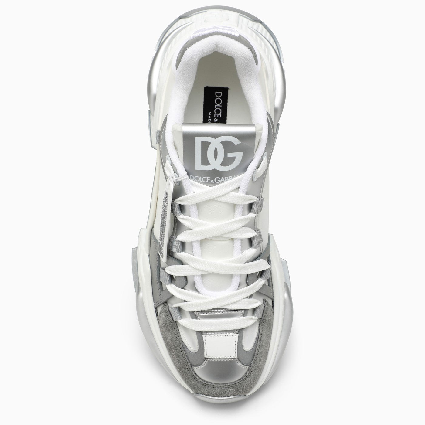 Dolce&Gabbana Air Master Silver/White Fabric Sneaker - Banlieue91 -