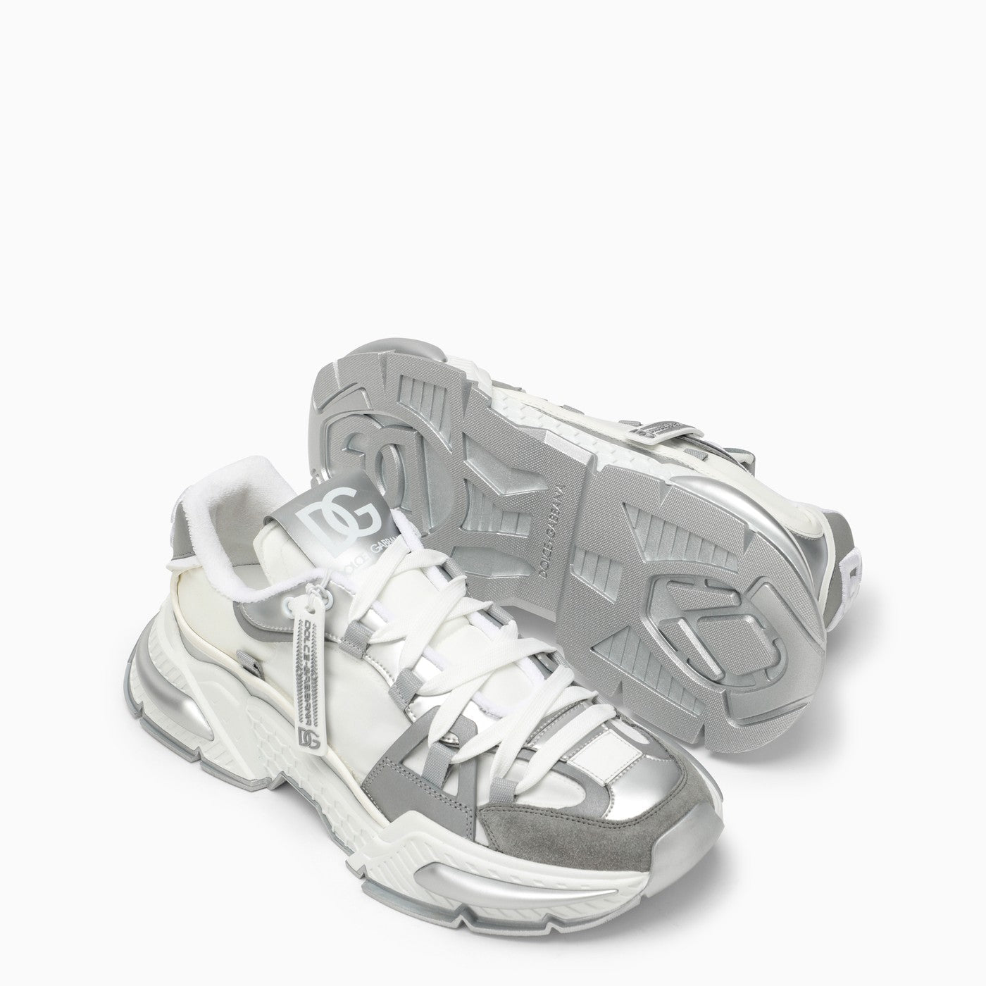 Dolce&Gabbana Air Master Silver/White Fabric Sneaker - Banlieue91 -