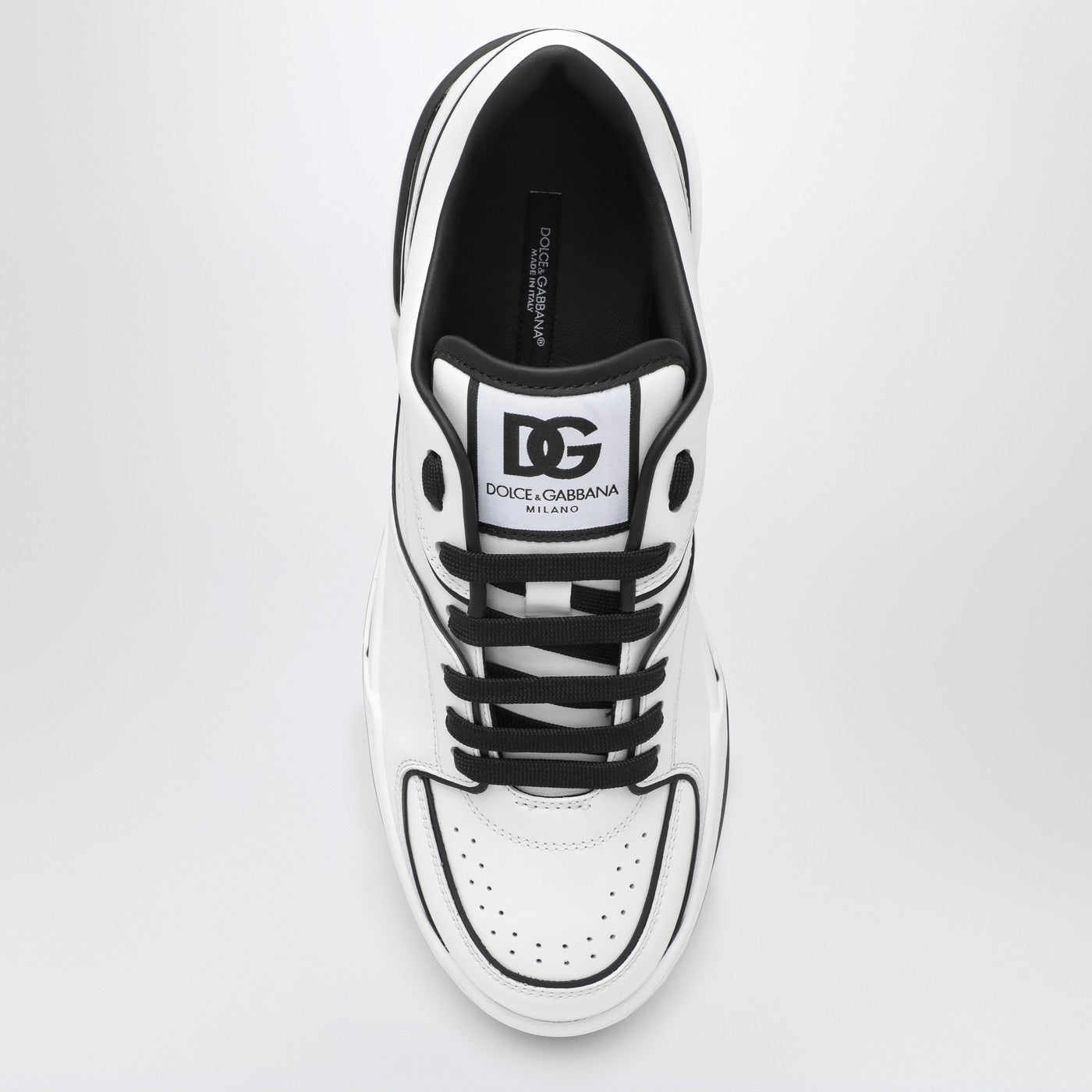Dolce&Gabbana New Roma White/Black Leather Low Sneaker - Banlieue91 -