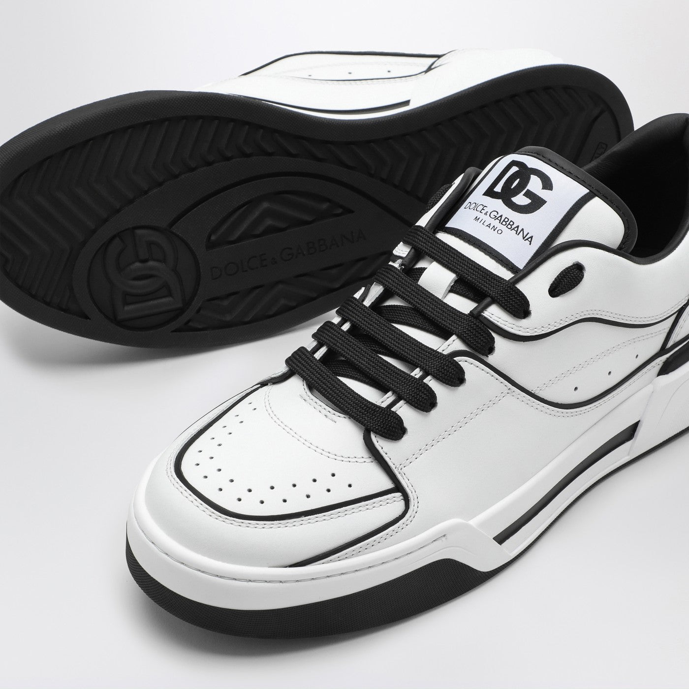 Dolce&Gabbana New Roma White/Black Leather Low Sneaker - Banlieue91 -