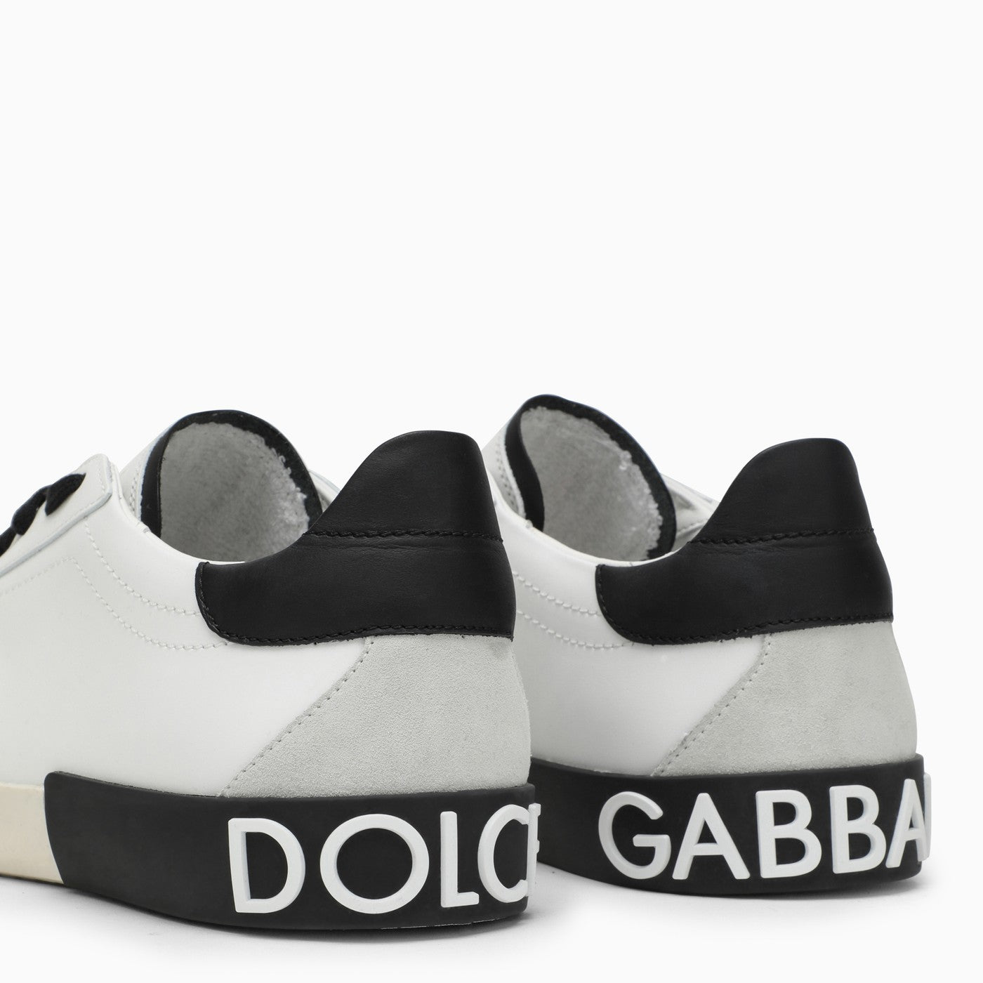 Dolce&Gabbana Portofino Vintage White/Black Leather Trainer - Banlieue91 -