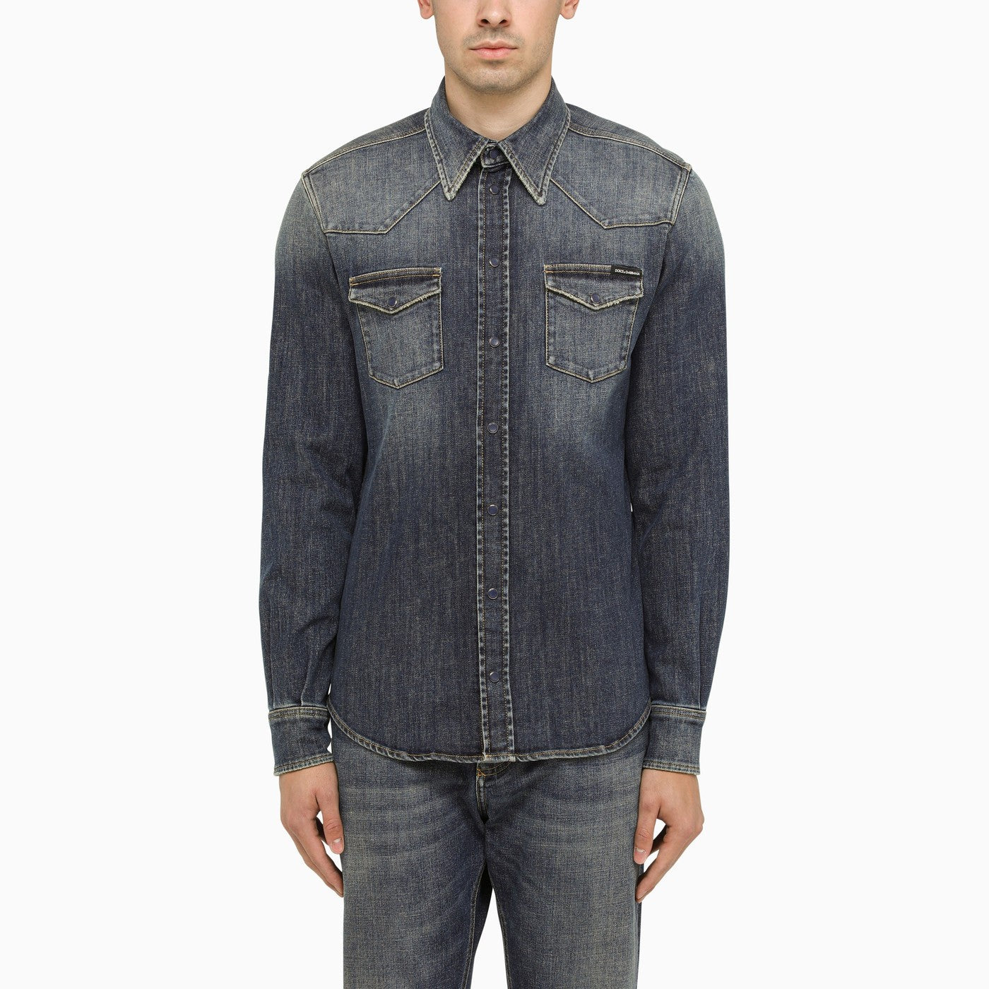 Dolce&Gabbana Blue Slim Denim Shirt - Banlieue91 -