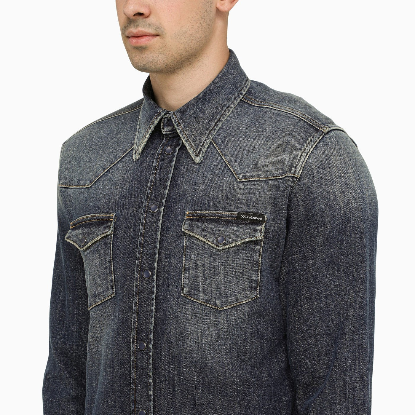 Dolce&Gabbana Blue Slim Denim Shirt - Banlieue91 -