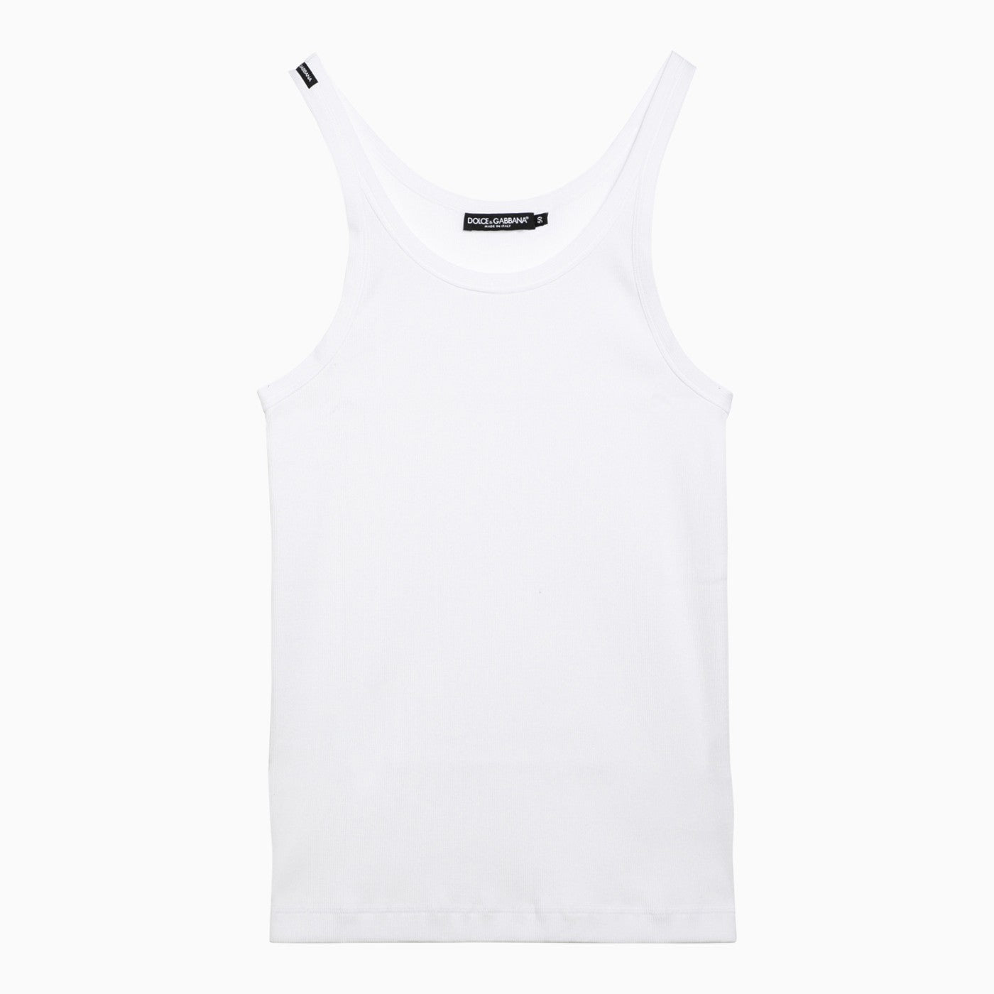 Dolce&Gabbana White Ribbed Cotton Tank Top - Banlieue91 -