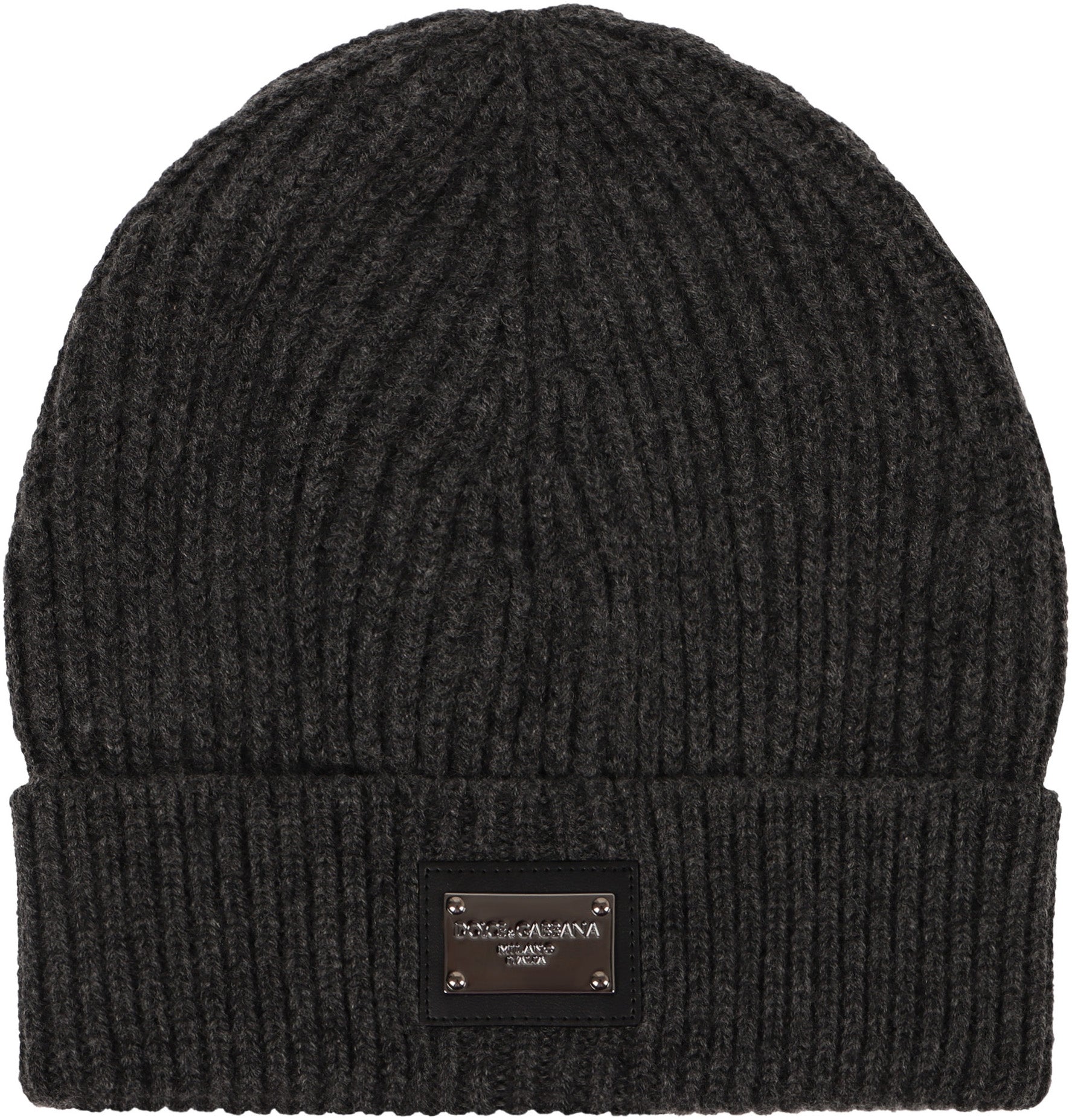 DOLCE & GABBANA Ribbed Knit Beanie with Front Logo Patch - Banlieue91 -