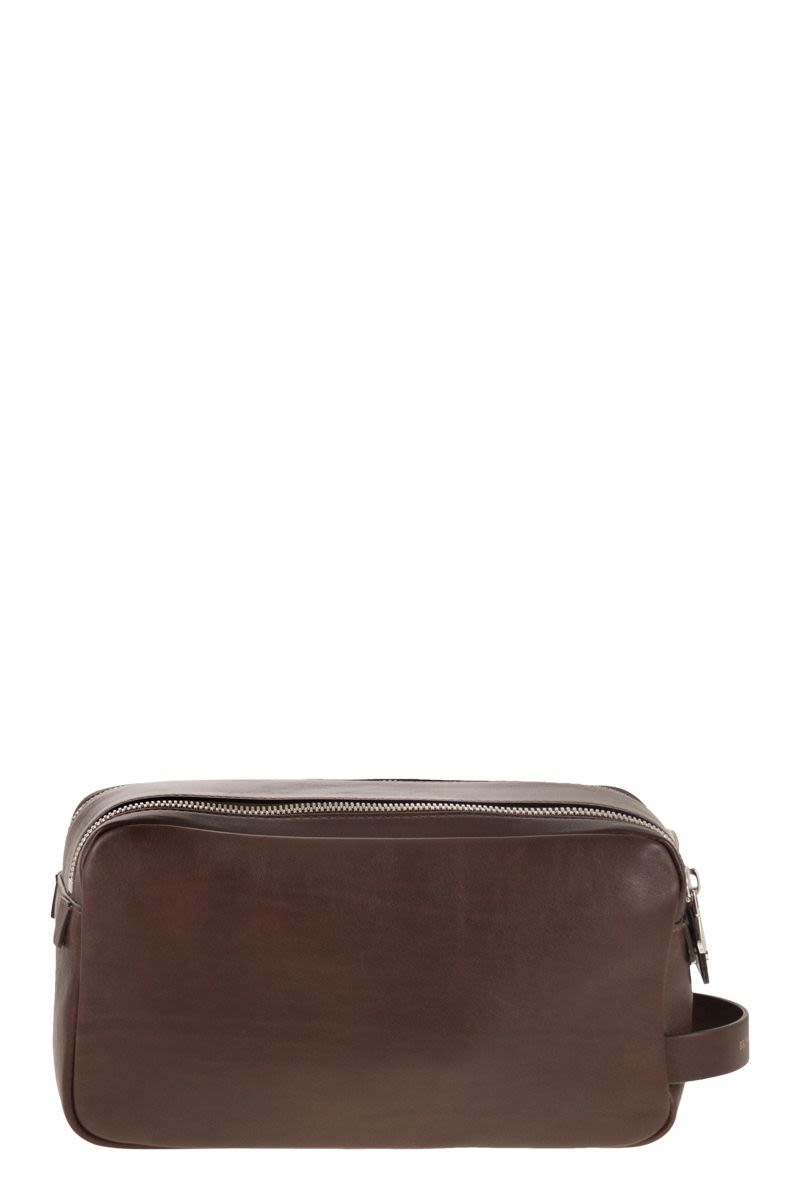 BRUNELLO CUCINELLI Mini Leather Beauty Case with Double Zip - Banlieue91 -
