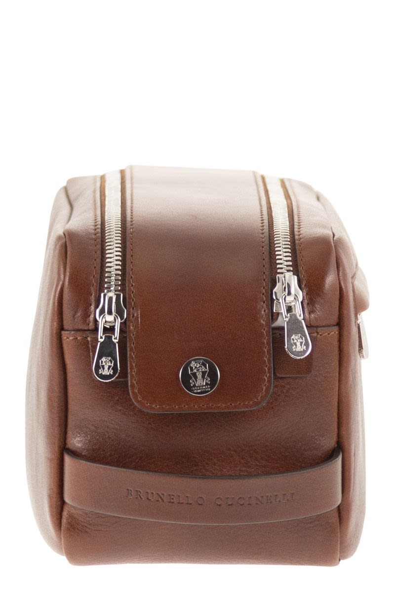 BRUNELLO CUCINELLI Mini Cowhide Beauty Case with Double Zip Closure (W 24 x H 13 x D 12 cm) - Banlieue91 -