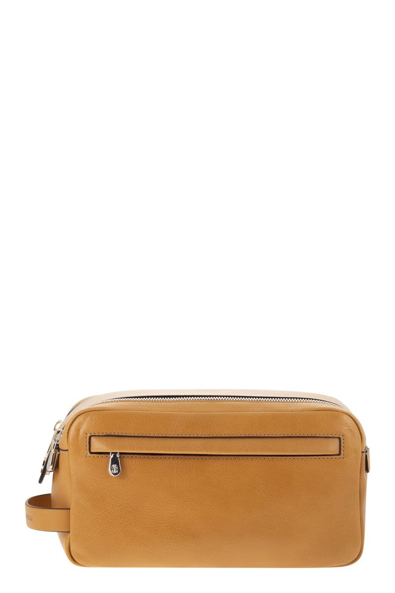 BRUNELLO CUCINELLI Mini Cowhide Beauty Case with Double Zip Closure - Functional Design - Banlieue91 -